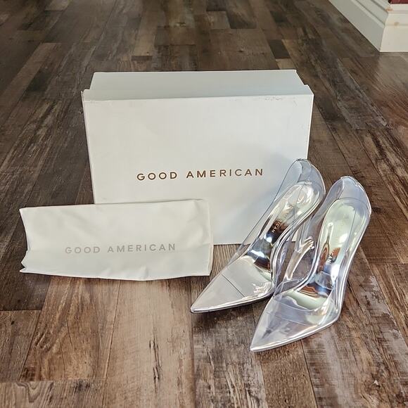 Good American Women's Glass Cinder-Rella Silencer Pumps Heels‎ Size 6 1/2-7